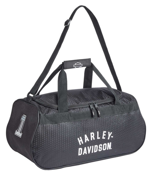 Borsa sportiva Harley-Davidson® Off-White con logo #1 e tracolla - Nera
