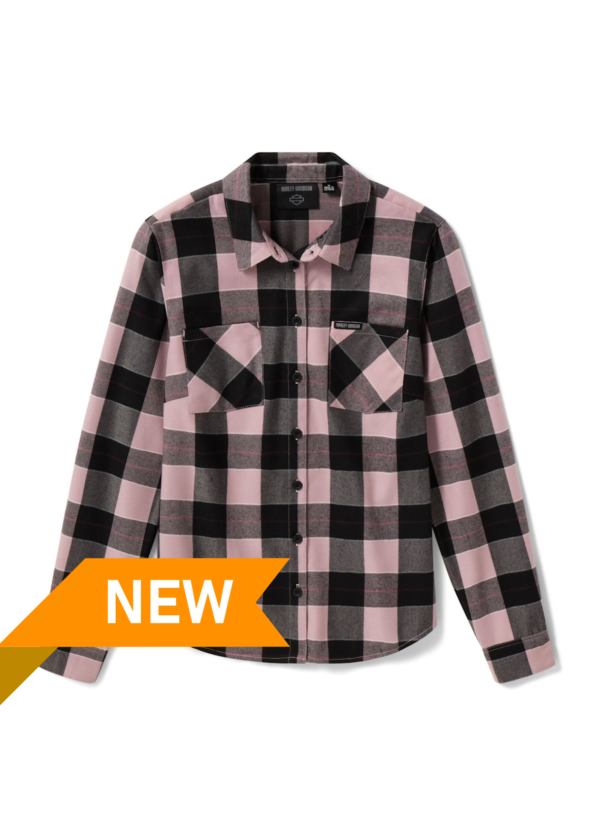 Camicia a maniche lunghe da donna H-D Standard Buffalo rosa e nero