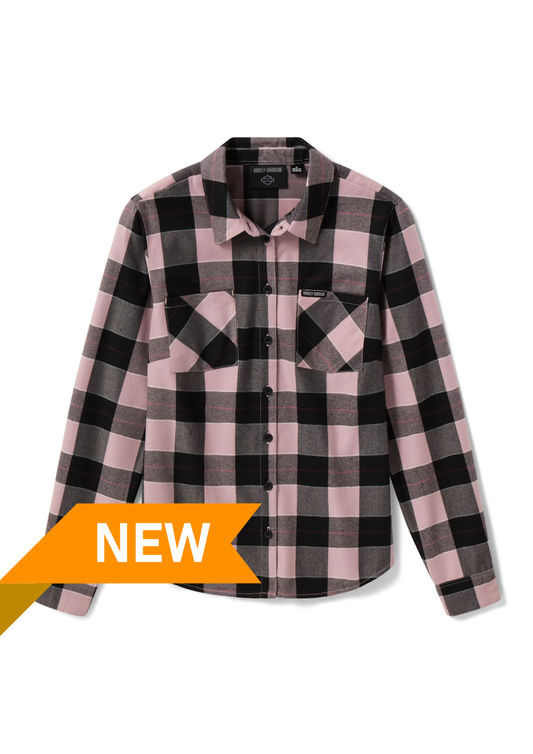 Camicia a maniche lunghe da donna H-D Standard Buffalo rosa e nero