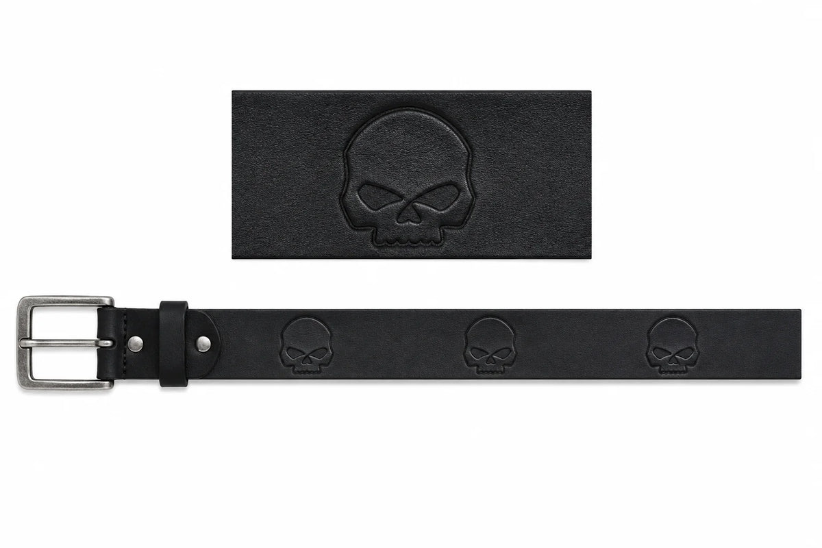 Cintura Harley-Davidson con teschio ripetuto, nera