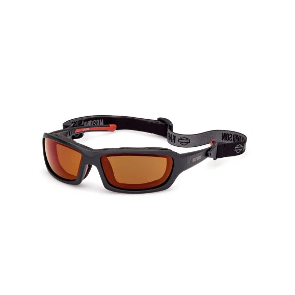 Occhiali da moto Harley-Davidson GYM TIME nero opaco/rosso specchiato – fumé