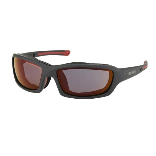 Occhiali da moto Harley-Davidson GYM TIME nero opaco/rosso specchiato – fumé