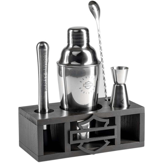 Set di utensili per cocktail Harley-Davidson® Open Bar & Shield, utensili in acciaio inossidabile