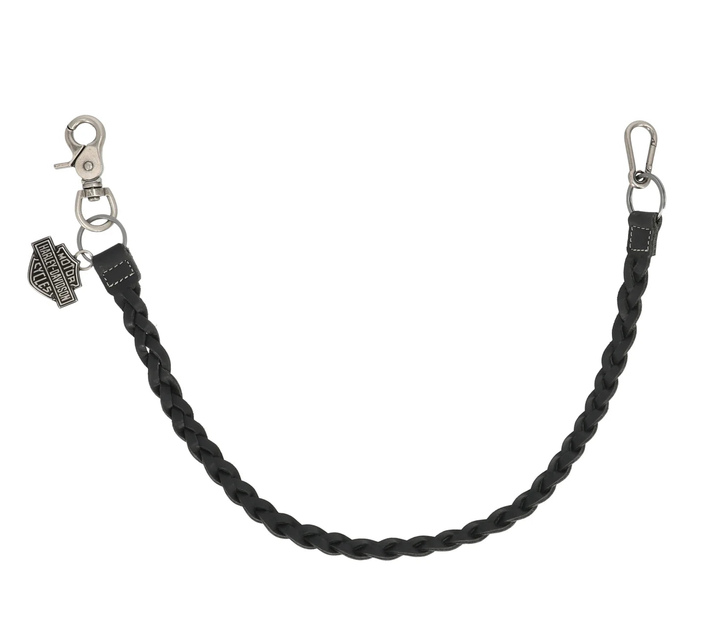 Portafoglio da uomo Harley-Davidson® con catena in pelle intrecciata e logo Bar & Shield, nero