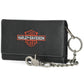 Portafoglio da uomo Harley-Davidson con catena e logo Bar & Shield ricamato, nero