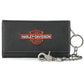 Portafoglio da uomo Harley-Davidson con catena e logo Bar & Shield ricamato, nero