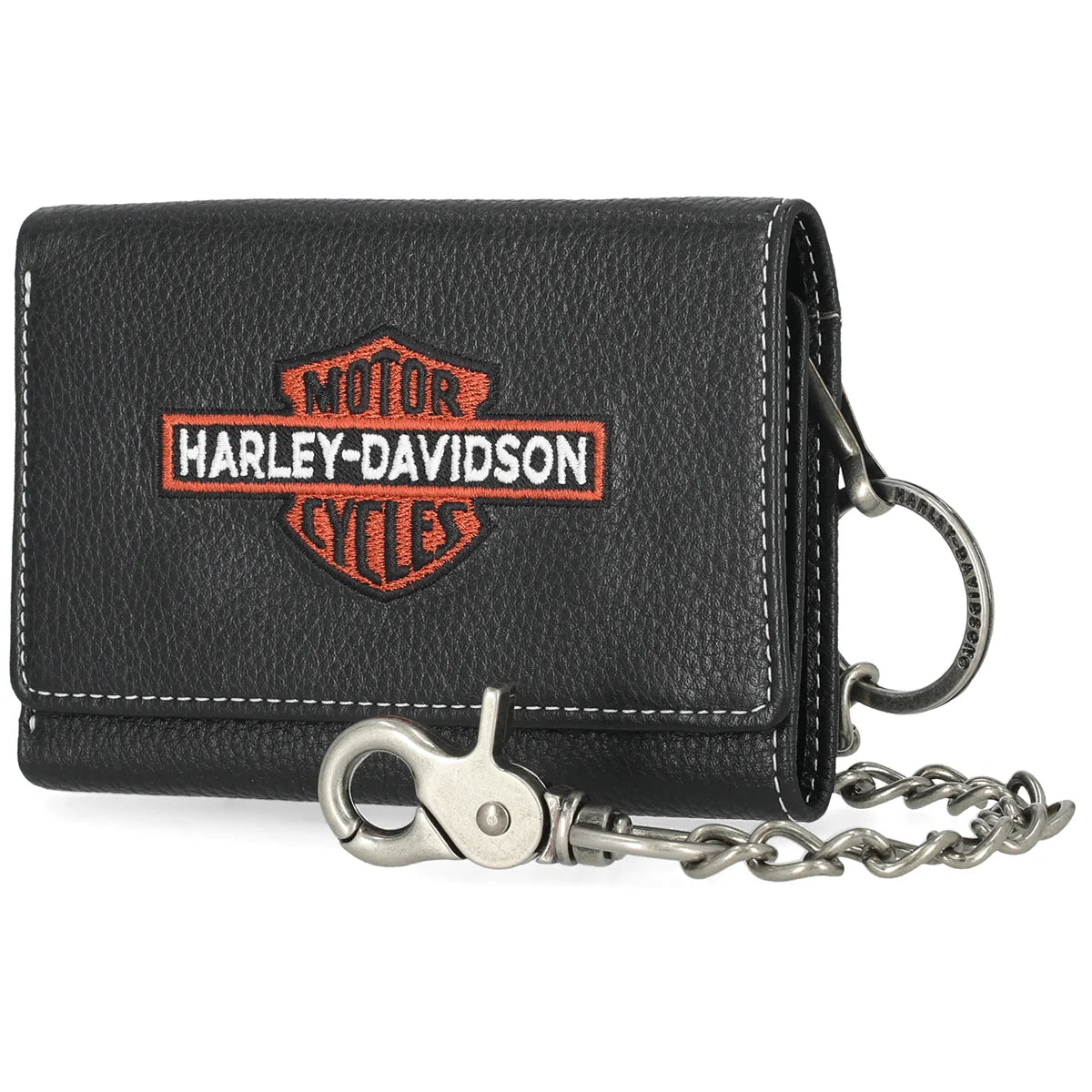 Portafoglio da uomo Harley-Davidson Trifold con Catena e Logo Bar & Shield ricamato