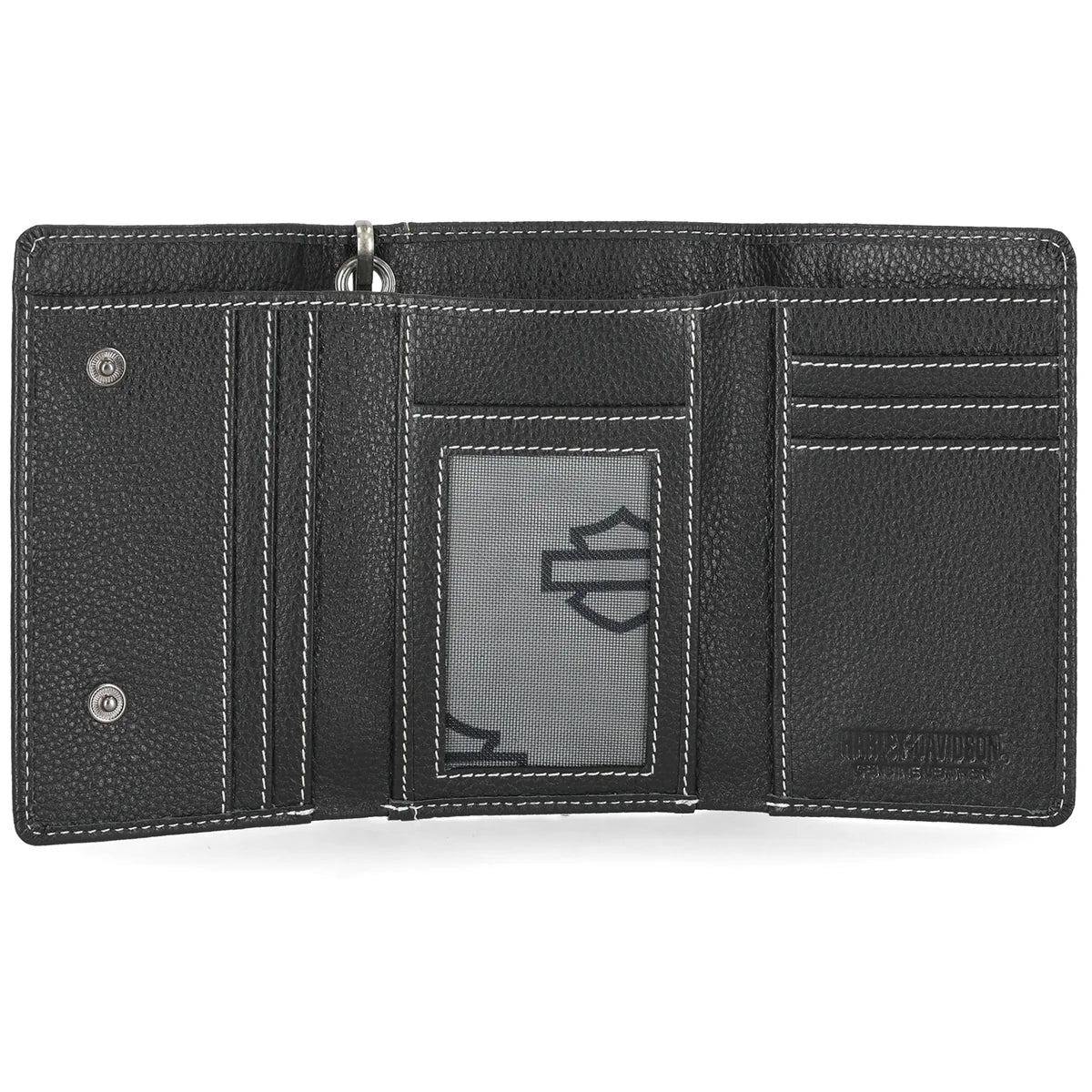 Portafoglio da uomo Harley-Davidson Trifold con Catena e Logo Bar & Shield ricamato