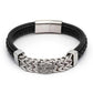 Bracciale Harley-Davidson® da uomo in acciaio inossidabile con logo in pelle