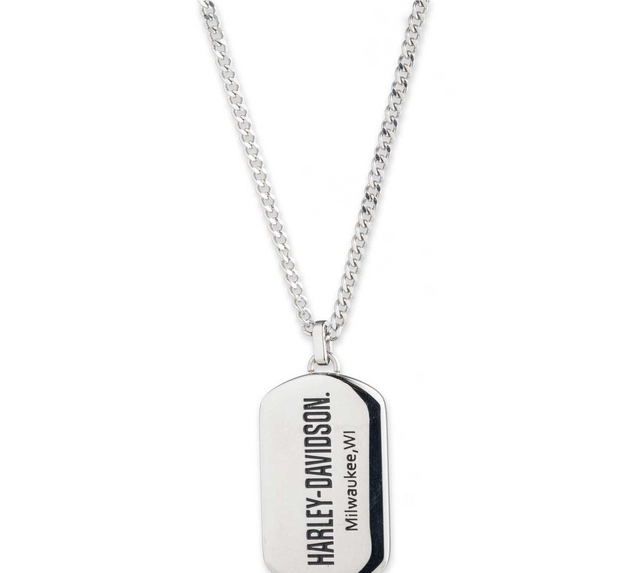 Collana da uomo Harley-Davidson con ciondolo a forma di targhetta per cani, 26" in acciaio inossidabile