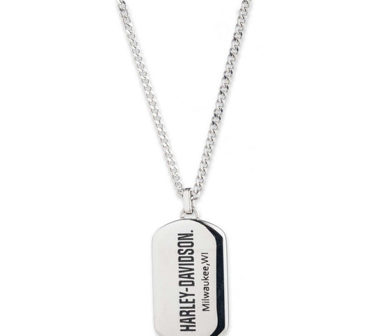 Collana da uomo Harley-Davidson con ciondolo a forma di targhetta per cani, 26" in acciaio inossidabile