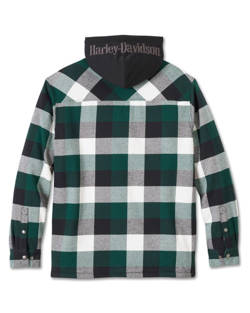 Giacca Harley-Davidson® Traveler Hooded Shirt Jacket - Plaid - Harley Black & Rainforest