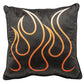 Cuscino decorativo in pile con stampa Harley-Davidson® Flames Bar & Shield in rilievo - Nero