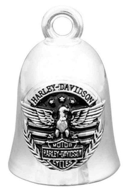Motorcycle Ride Bell, Eagle & Stripes Bar & Shield Silver
