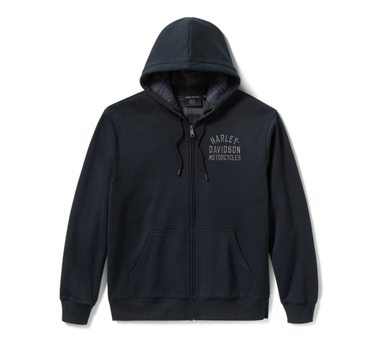 Felpa zippata con cappuccio Harley-Davidson® Plaid Lined – Black