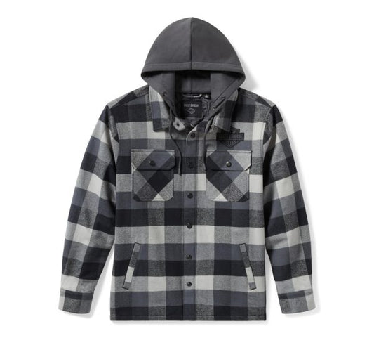 Giacca a quadri con cappuccio Harley-Davidson Traveler grigia