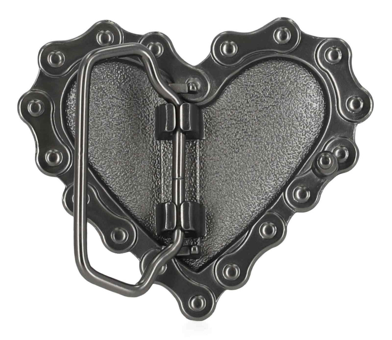 Fibbia per cintura da donna Harley-Davidson® con catena, cuore e aquila ad ala alta, finitura canna di fucile