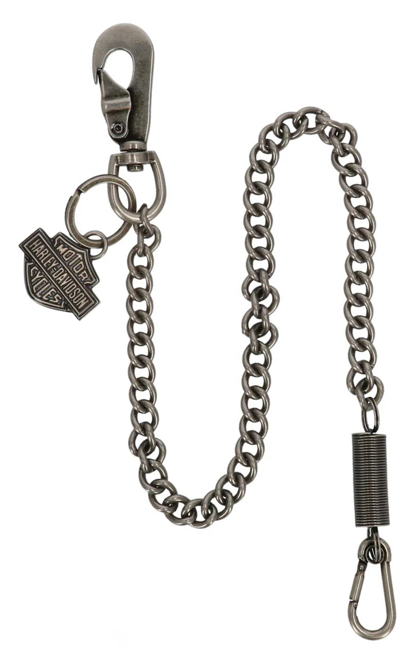 Catena per portafoglio da uomo Harley-Davidson® Bar & Shield con molla, lunghezza 24 pollici, nichel anticato