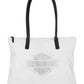 Borsa tote piatta Harley-Davidson® Open Bar & Shield con strass da donna, bianca