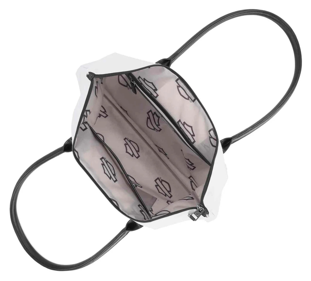 Borsa tote piatta Harley-Davidson® Open Bar & Shield con strass da donna, bianca