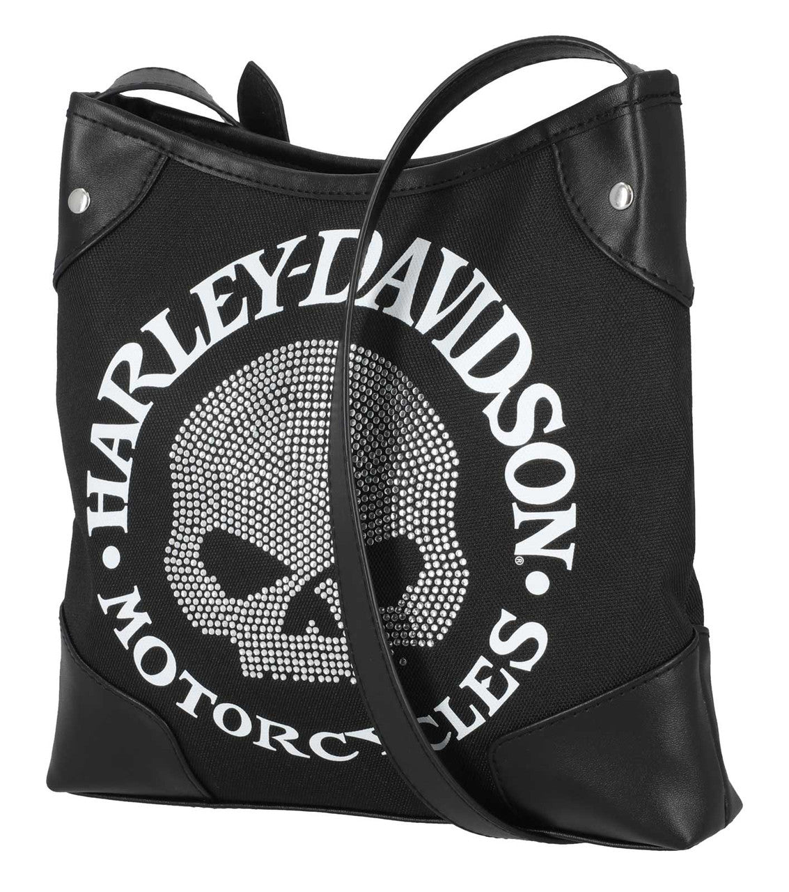 Borsa a tracolla da donna Harley-Davidson® con teschio Willie G decorato, nera