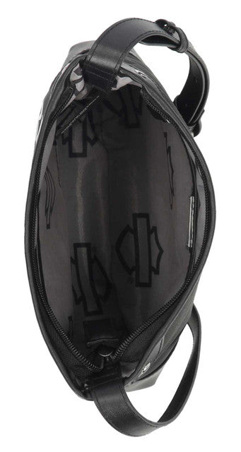 Borsa a tracolla da donna Harley-Davidson® con teschio Willie G decorato, nera