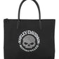 Borsa tote piatta da donna Harley-Davidson® con teschio Willie G decorato, nera
