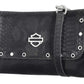 Borsa a tracolla da donna Harley-Davidson® modello B&S con stampa effetto pelle di serpente in rilievo, nera