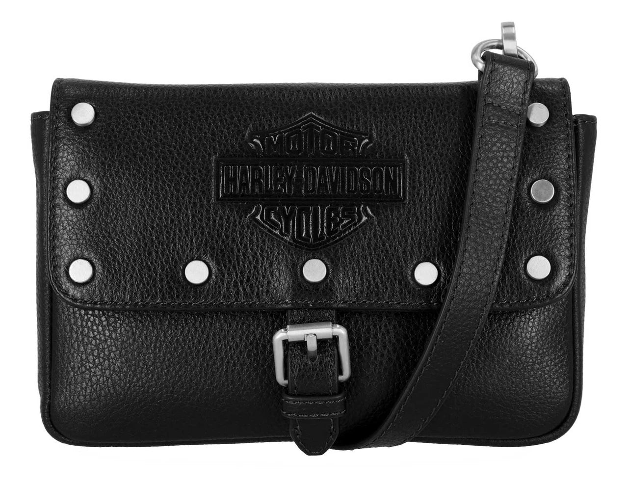 Marsupio convertibile da donna Harley-Davidson® Core Stud in vera pelle, nero