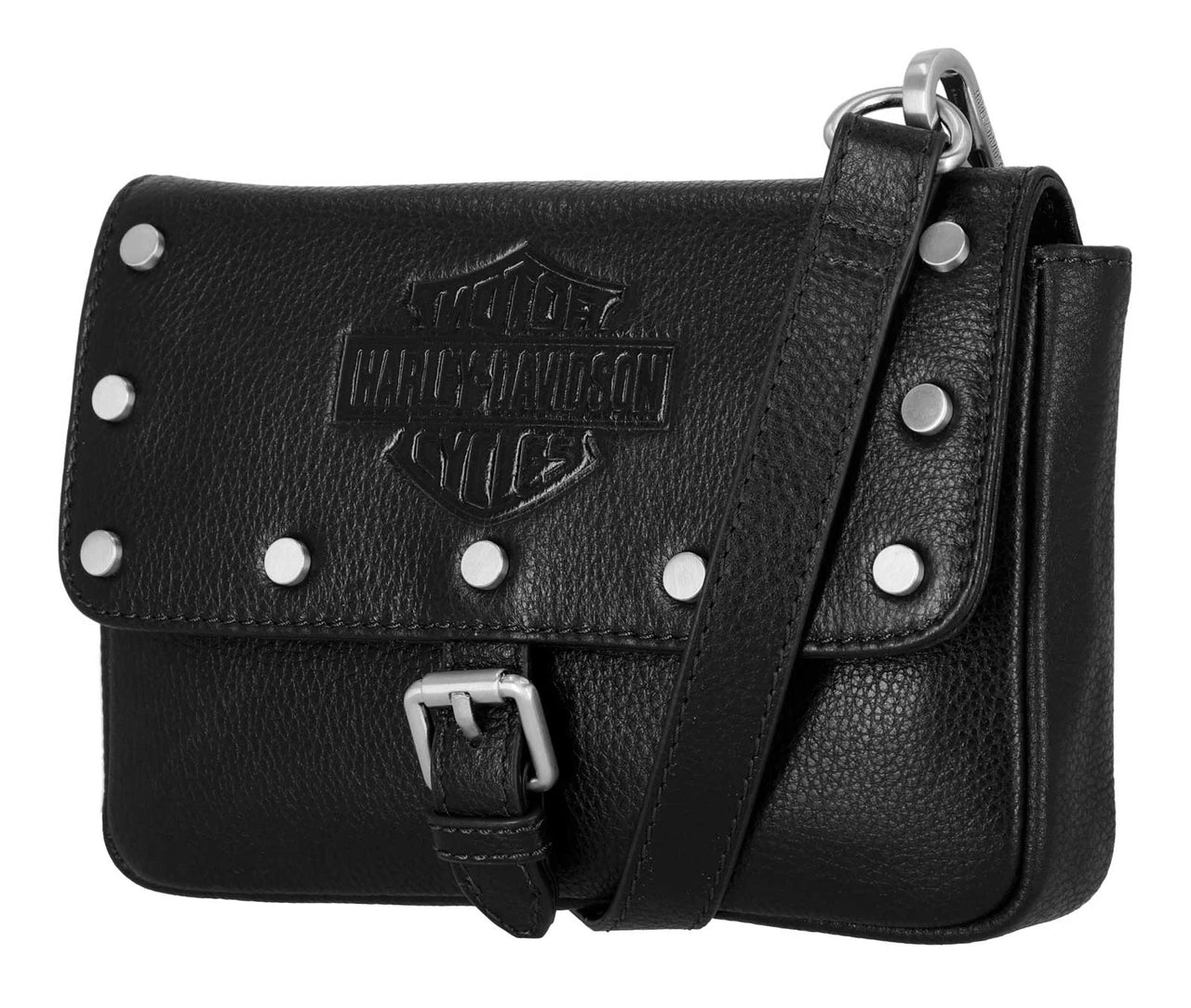 Marsupio convertibile da donna Harley-Davidson® Core Stud in vera pelle, nero