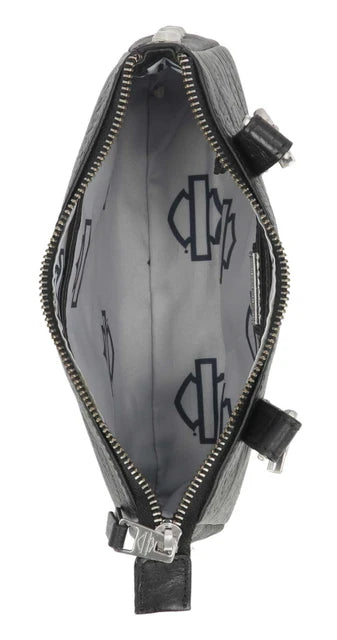 Marsupio convertibile da donna Harley-Davidson® in vera pelle con borchie esagonali, nero