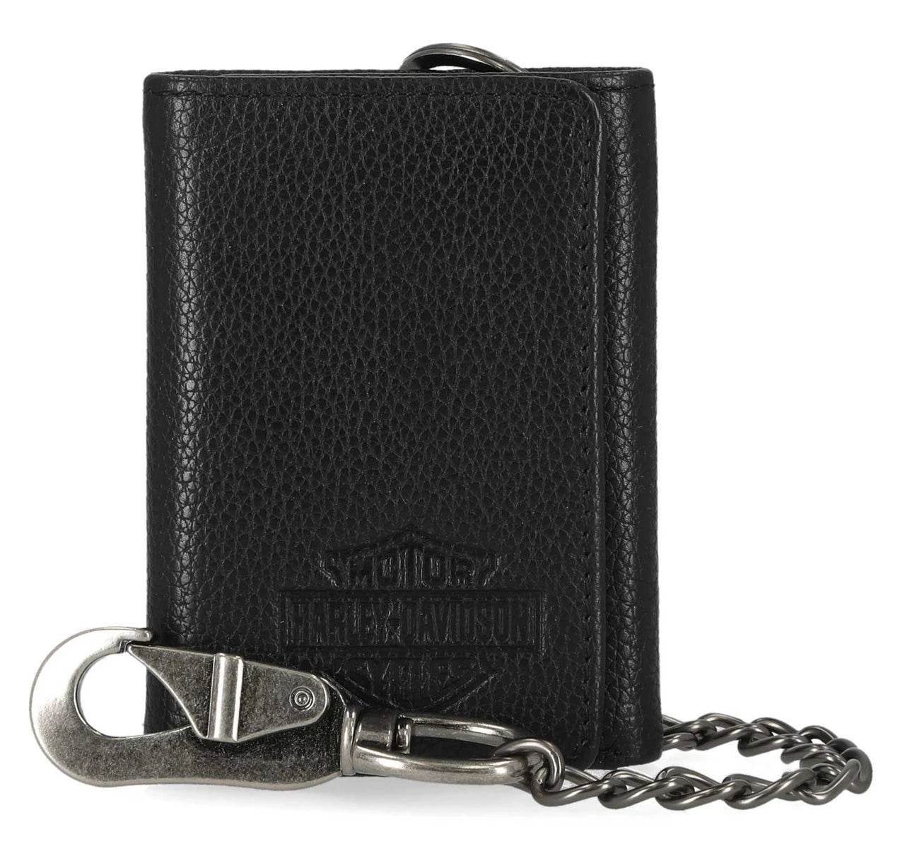 Portafoglio a tre ante da uomo Harley-Davidson® Bar & Shield Core Pebble Chain, nero