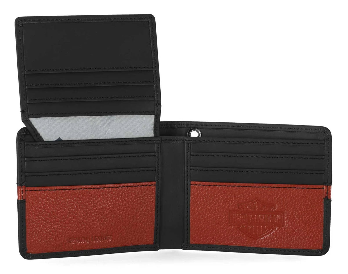Portafoglio da uomo Harley-Davidson® HD Center Block Passcase in pelle a due ante, nero