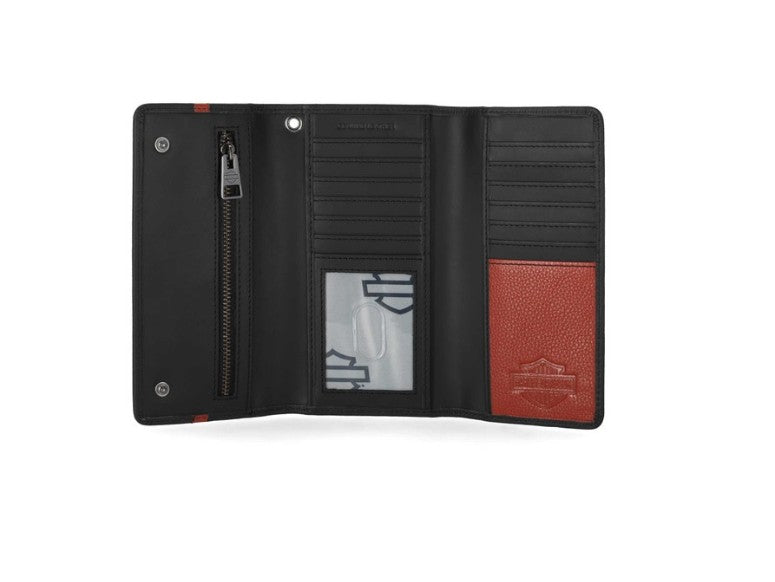 Harley-Davidson® Men’s H-D Center Block Genuine Leather Trucker Wallet, Black Item