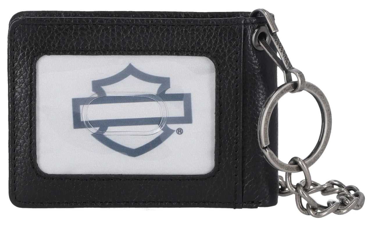 Portafoglio da uomo Harley-Davidson® con toppa in gomma e logo Bar & Shield, in pelle, a due ante - Nero