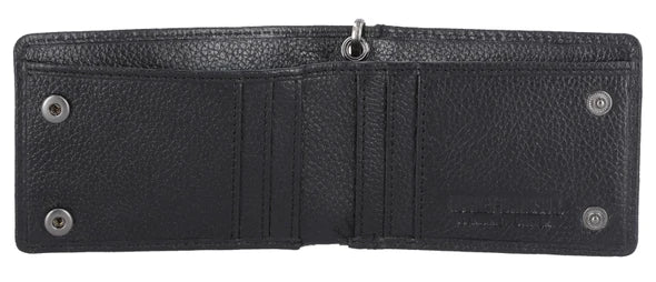 Portafoglio da uomo Harley-Davidson® con toppa in gomma e logo Bar & Shield, in pelle, a due ante - Nero