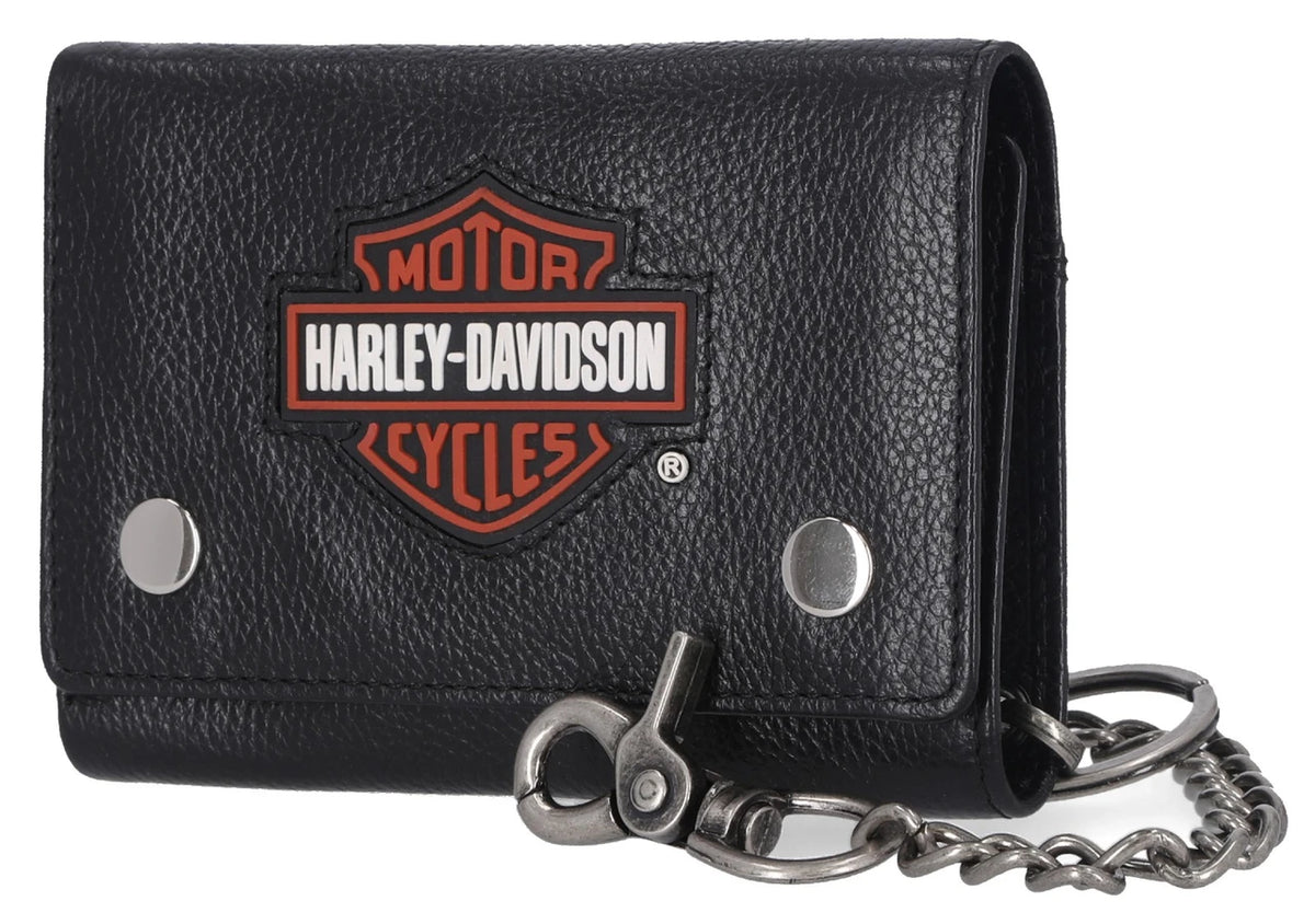 Portafoglio da uomo Harley-Davidson® con catena e chiusura a tre ante - Nero