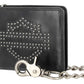 Portafoglio da uomo Harley-Davidson® con logo Nail Head Open Bar e Shield, con catena, nero