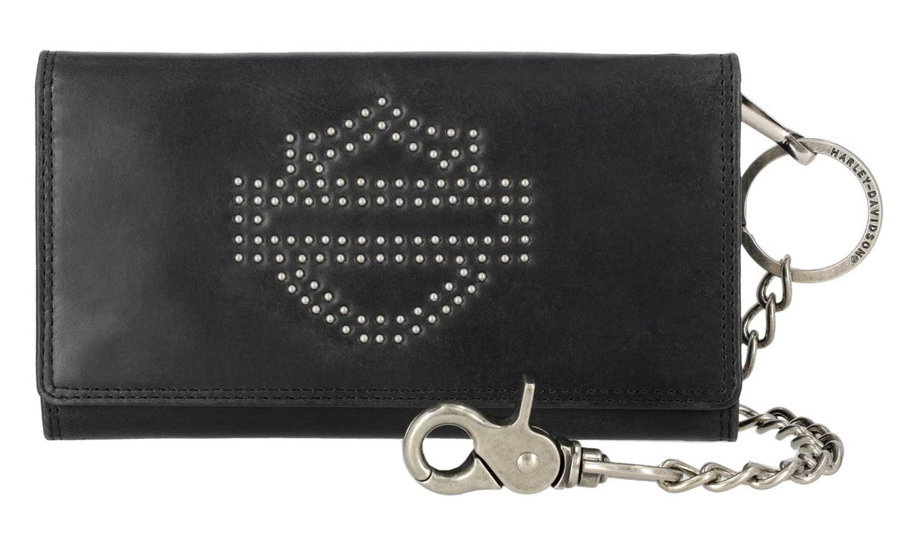 Portafoglio da camionista da uomo Harley-Davidson® con logo a barra aperta e scudo, con catena