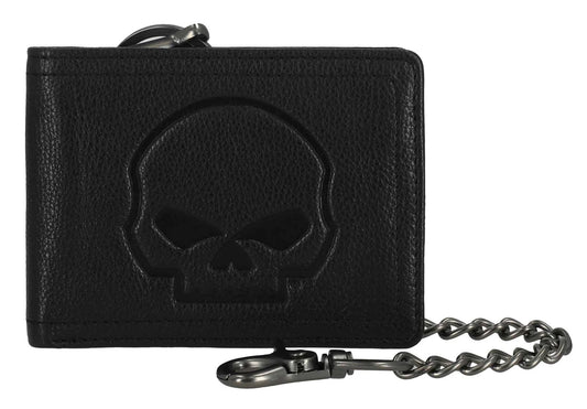 Portafoglio da uomo Harley-Davidson® con catena in pelle e teschio Willie G in rilievo
