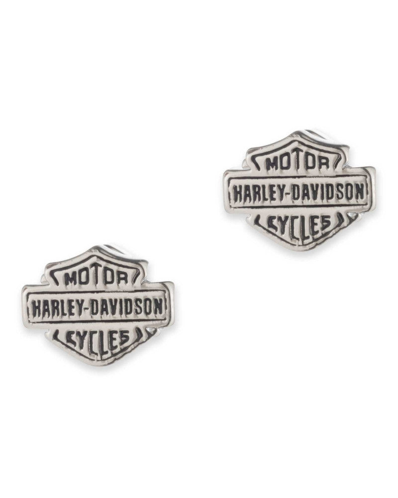 Orecchini Harley-Davidson® Women's Sterling Silver 10mm B&S Wordmark Stud Earrings
