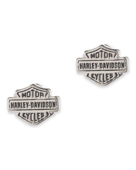 Orecchini Harley-Davidson® Women's Sterling Silver 10mm B&S Wordmark Stud Earrings