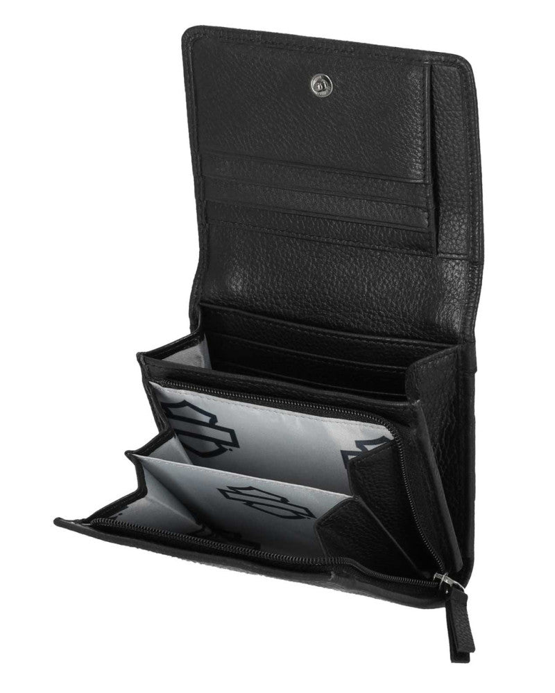 Portafoglio Harley-Davidson® Women's Eyelet Indexer Wallet - Black
