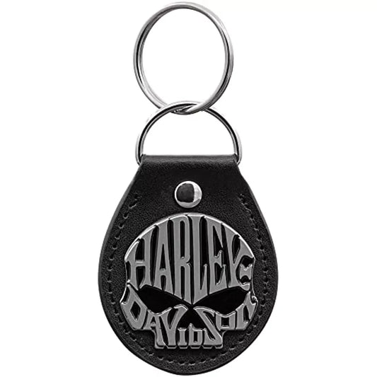 Portachiavi Harley-Davidson Willie G Skull in metallo spazzolato su vinile nero