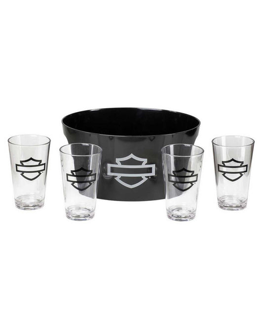 Set di Bicchieri Harley-Davidson® Bar & Shield Party Tub with Four 16 oz. Pint Glasses Set