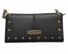 Harley-Davidson® Midnight Rider Pochette pieghevole in pelle da donna con cinturino - Nero