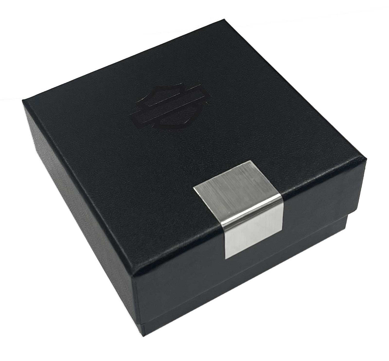 Bracciale da uomo Harley-Davidson da 9 pollici in pelle intrecciata con logo Bar & Shield, nero